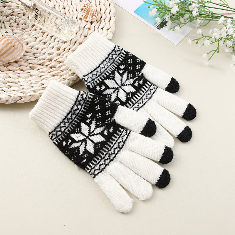 Flower Jacquard Knit Gloves - DippedShop Wholesale - #1251