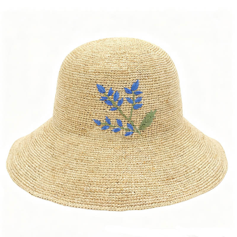 Handmade Flower Embroidery Straw Hat - DippedShop Wholesale - #8995