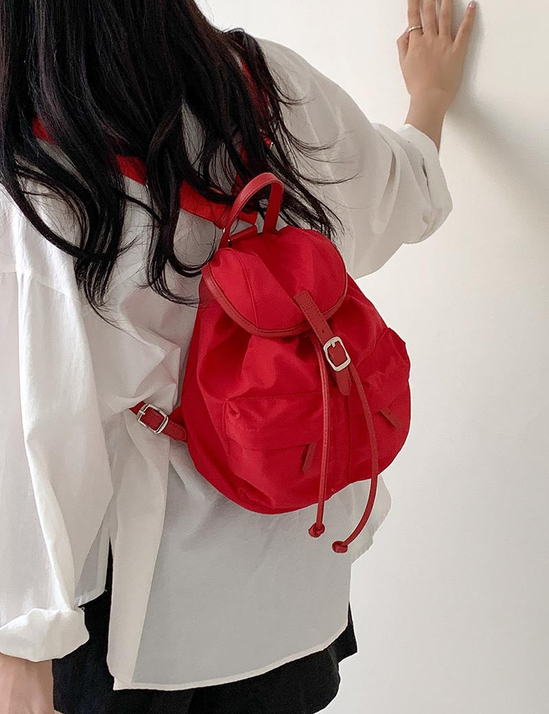 Solid Color Mini Nylon Drawstring Backpack DP25E696