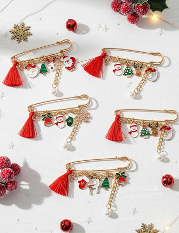 Funny Santa Claus Snowflake Cartoon Brooch DP25G624