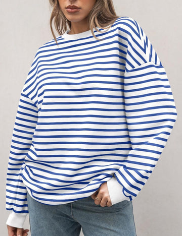 Striped Loose Color Block Casual Sweatshirt DPT251609
