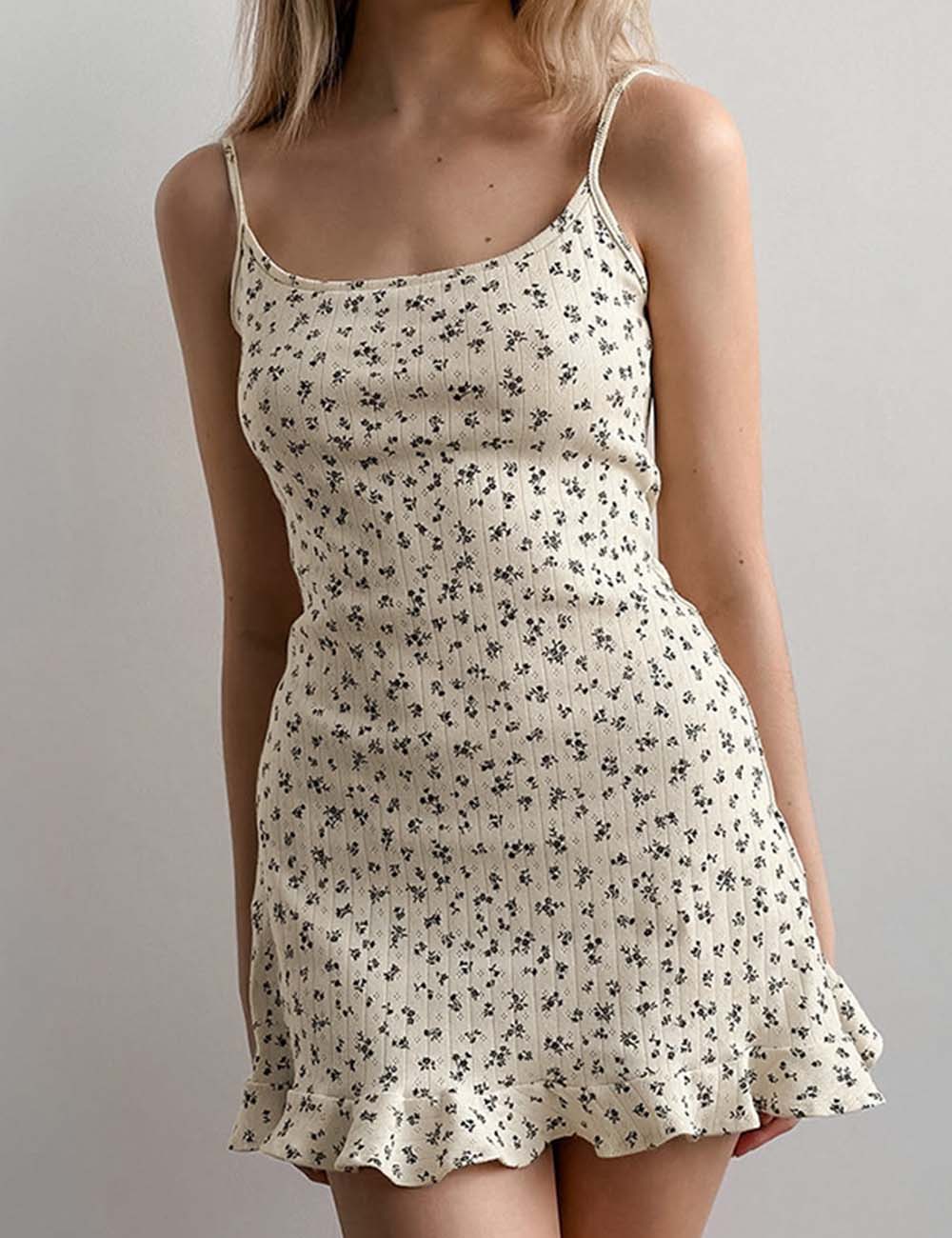 Cute Floral Print Soft Loungewear Nightdress DP25F473