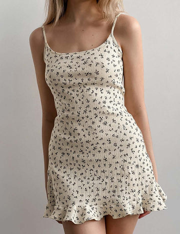 Cute Floral Print Soft Loungewear Nightdress DP25F473