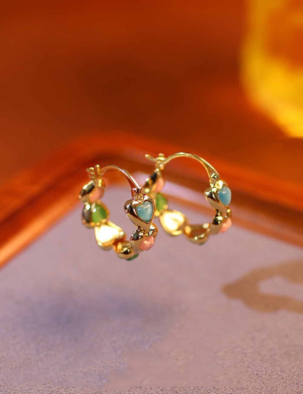 Colorful Teardrop Beaded Hoop Earrings DP25E613
