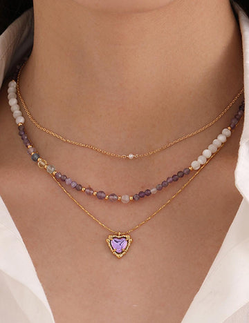 Trendy Zircon Heart Pendant Gold Plated Necklace DP25E785