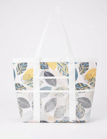 Trendy Mesh Leaf Print Multi-Pockets Storage Bag 8BW6BOB88T