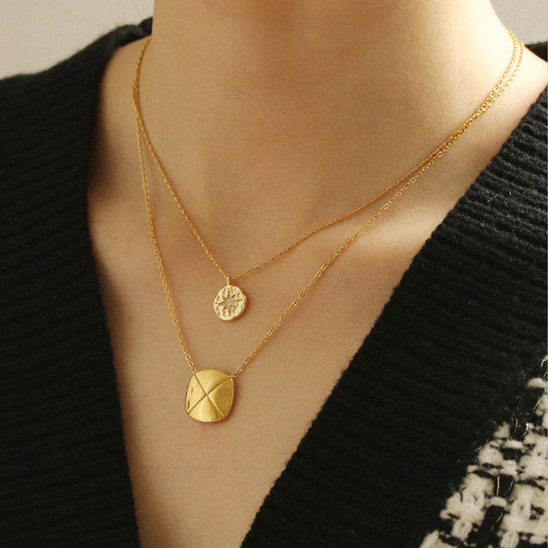 Gold Plated Geometric Pendant Necklace - DippedShop Wholesale - #0131