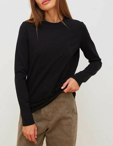Casual Solid Color Round Neck Long Sleeve Top DP25E421