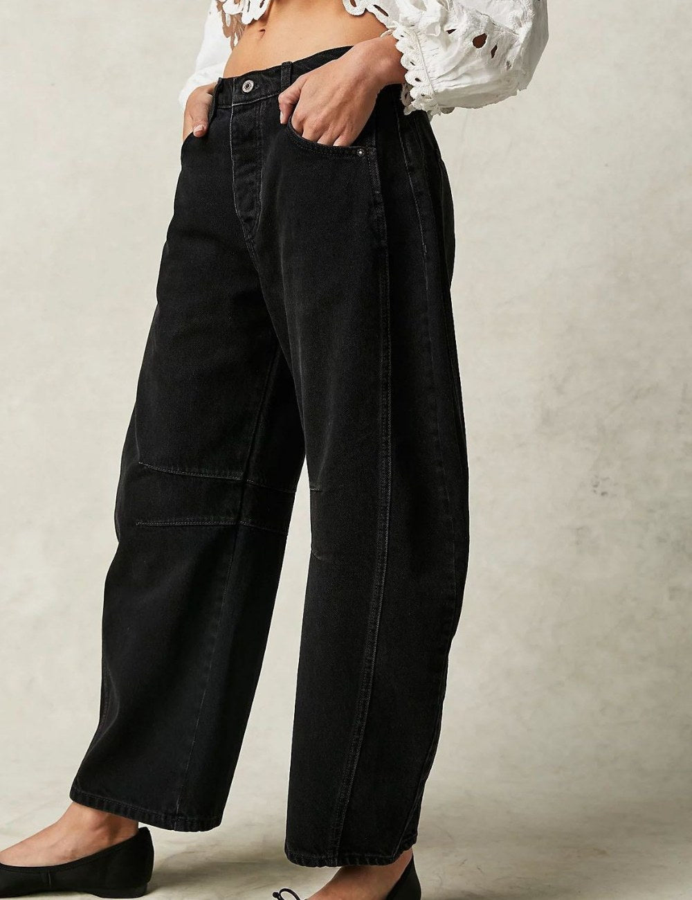 Washed Mid Rise Barrel Jeans - DippedShop Wholesale - #1299