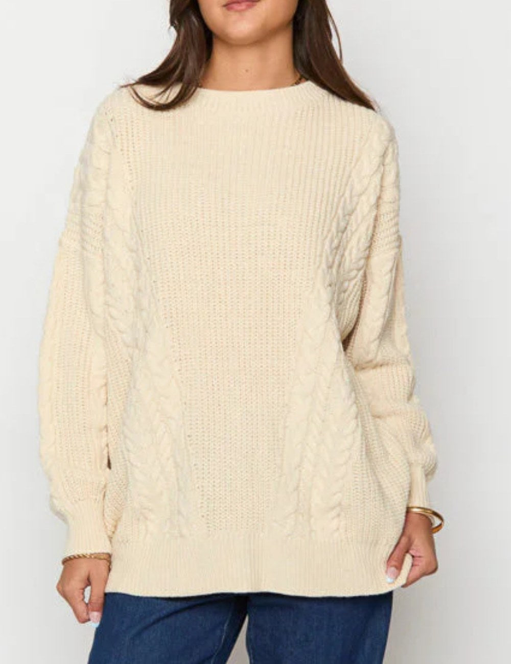 Round Neck Pullover Loose Cozy Sweater DPT1402