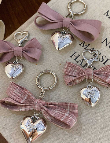 Plaid Bow Love Pendant Bag Charm DP25F438