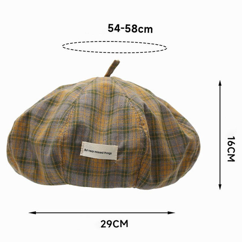Classic Plaid Color Block Artistic Beret Hat MK2BW6W6HAT106