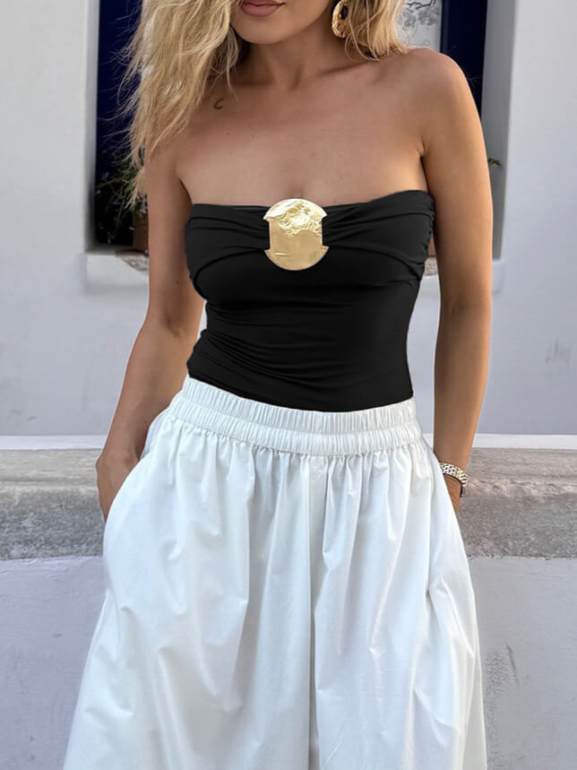 Solid Strapless Swimsuit - DippedShop Wholesale - #9411