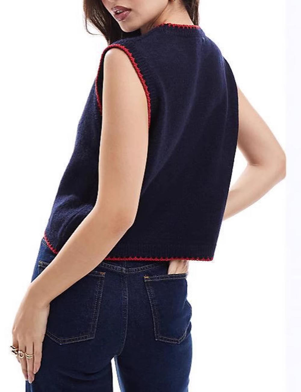 Round Neck Cartoon Jacquard Sleeveless Vest DP25E910