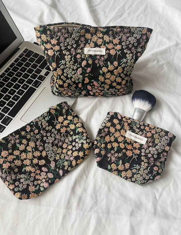 Retro Floral Embroidery Portable Makeup Bag MK2BW6W10BOB404