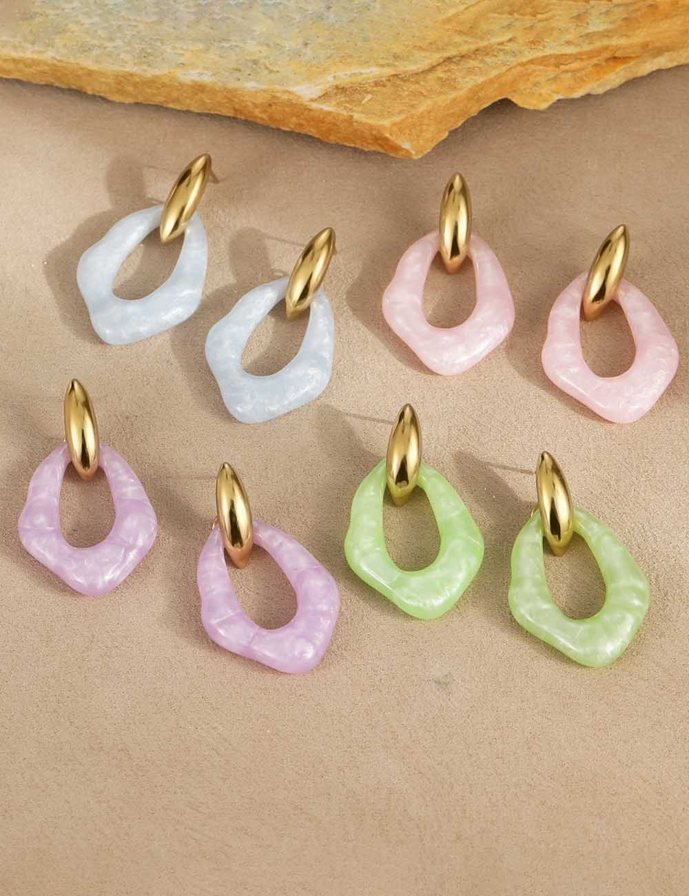 Geometric Resin Drop Earrings - DippedShop Wholesale - #7139