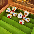 Elegant Colorful Rhinestone Flower Pearl Earrings 6W6JER824