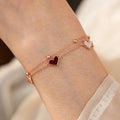 Chic Double Layer Heart Pendant Chain Bracelet 6W6JBR707