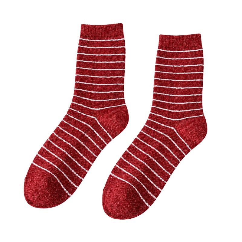 Winter Color Contrast Striped Warm Scrunch Socks 6W8FSO677