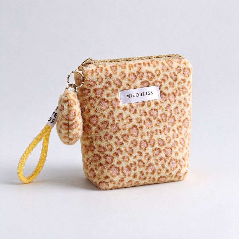 Vintage Leopard Pattern Plush Cosmetic Bag 6C5CO269