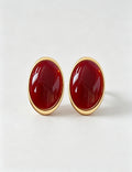 Chunky Gold Plated Oval Resin Statement Earrings 6W6JER736