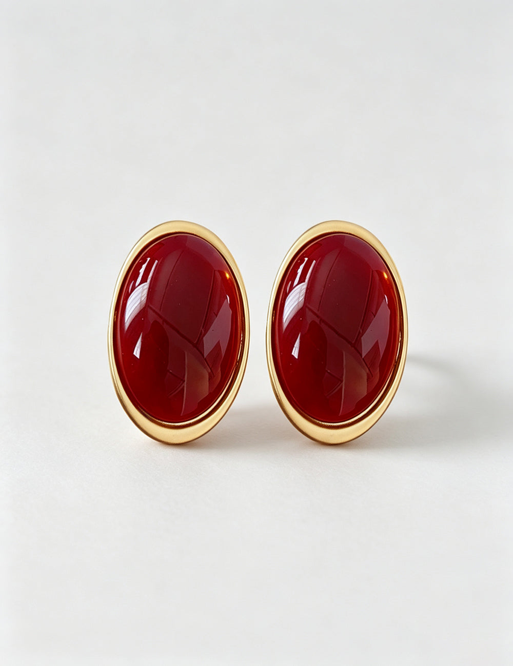 Chunky Gold Plated Oval Resin Statement Earrings 6W6JER736