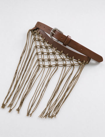 Bohemian Hand-Woven Mesh Macrame Tassel Belt 6W6JBT236