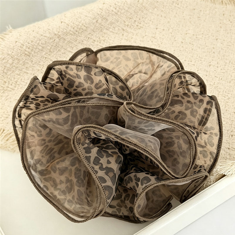 Vintage Leopard Print Organza Hair Scrunchies 6W6HSR360