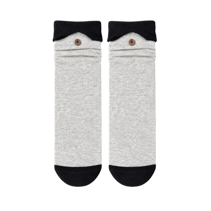 Color Block Button Turn Cuff Socks 6W8FSO650