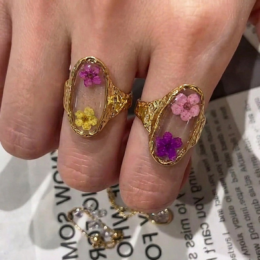 Resin Flower Open Ring - DippedShop Wholesale - #7731