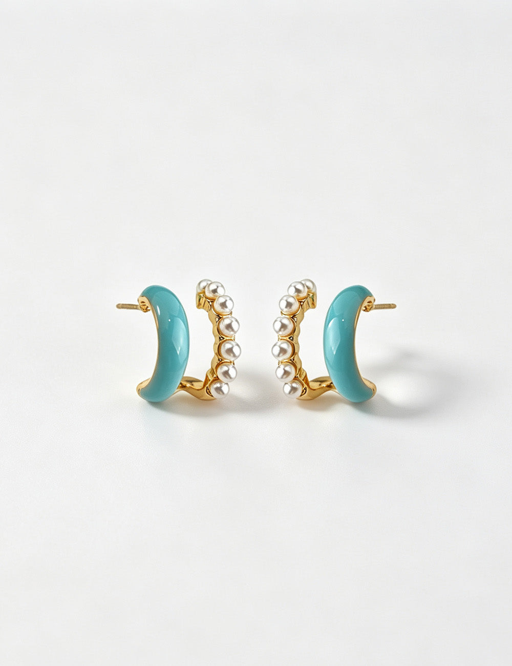 Trendy Enamel Pearl Geometric Stud Earrings 6W6JER613