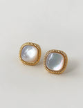 Minimalist Square Shell Gold Plated Stud Earrings 6W6JER948