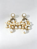 Gold Pearl Cluster Tassel Drop Earrings 6W6JER792