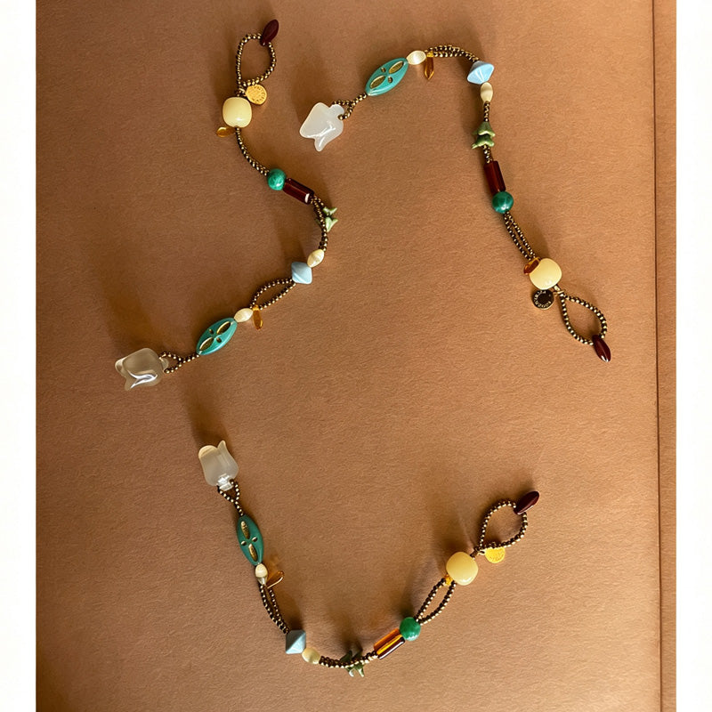 Vintage Flower Pendant Irregular Beaded Bracelet 6W6JBR467