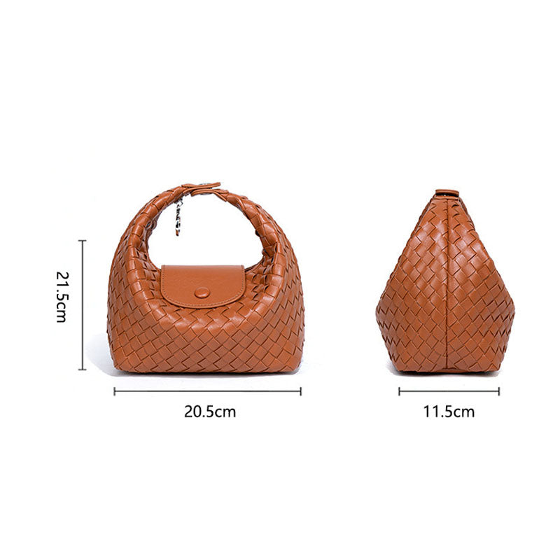 Casual Solid Color Woven Dumpling Handbag 6W10BBG1391