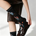 Floral Embossed Crew Socks - DippedShop Wholesale - #3251