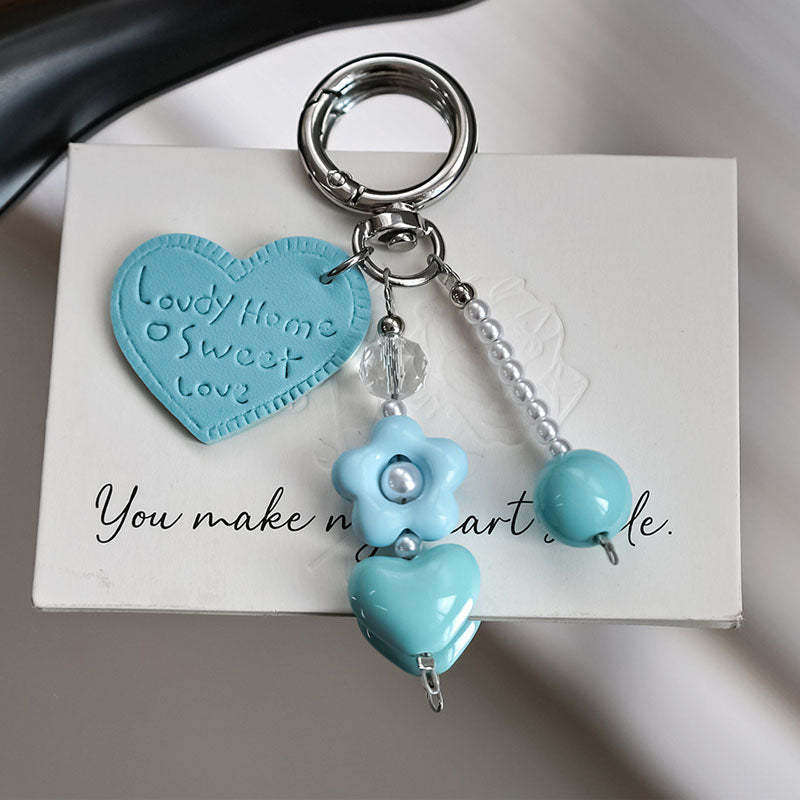 Cute Heart Beaded Chain Keychain Bag Charm 6W10BBC410