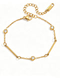 Cubic Zirconia Gold Plated Link Chain Bracelet 6W6JBR358