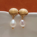 Shell Pearl Dangle Earrings - DippedShop Wholesale - #2595