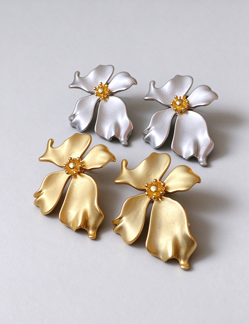 Exaggerated Gold Plated 3D Floral Earrings 6W6JER811