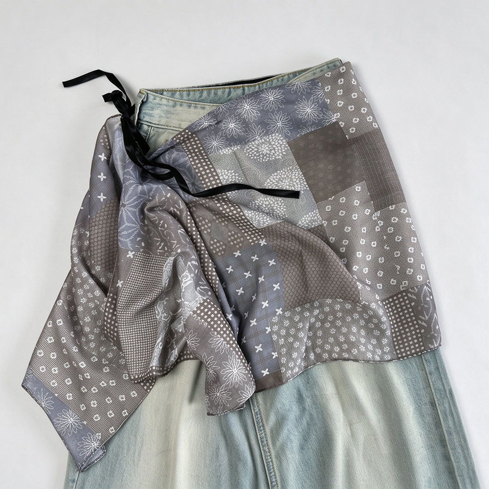 Vintage Asymmetrical Tie Waist Hip Scarf  Wrap 6W1SL46