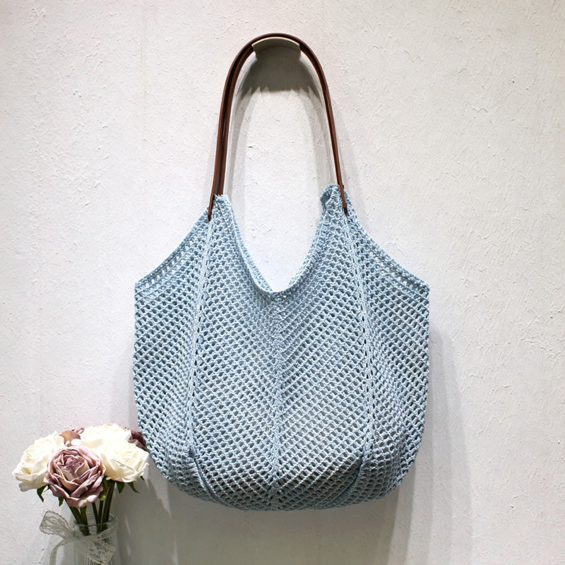Fashion Solid Color Hand-Woven Beach Handbag 6W10BBG1781