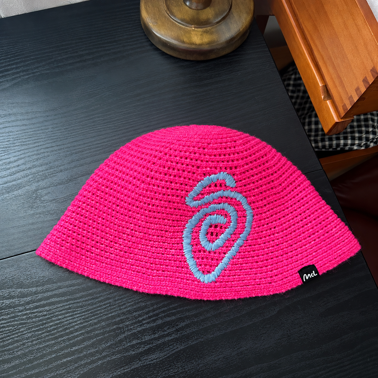 Stylish Mosquito Coil Embroidery Knit Bucket Hat 6W6HAT677