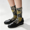 Floral Embossed Crew Socks - DippedShop Wholesale - #1363