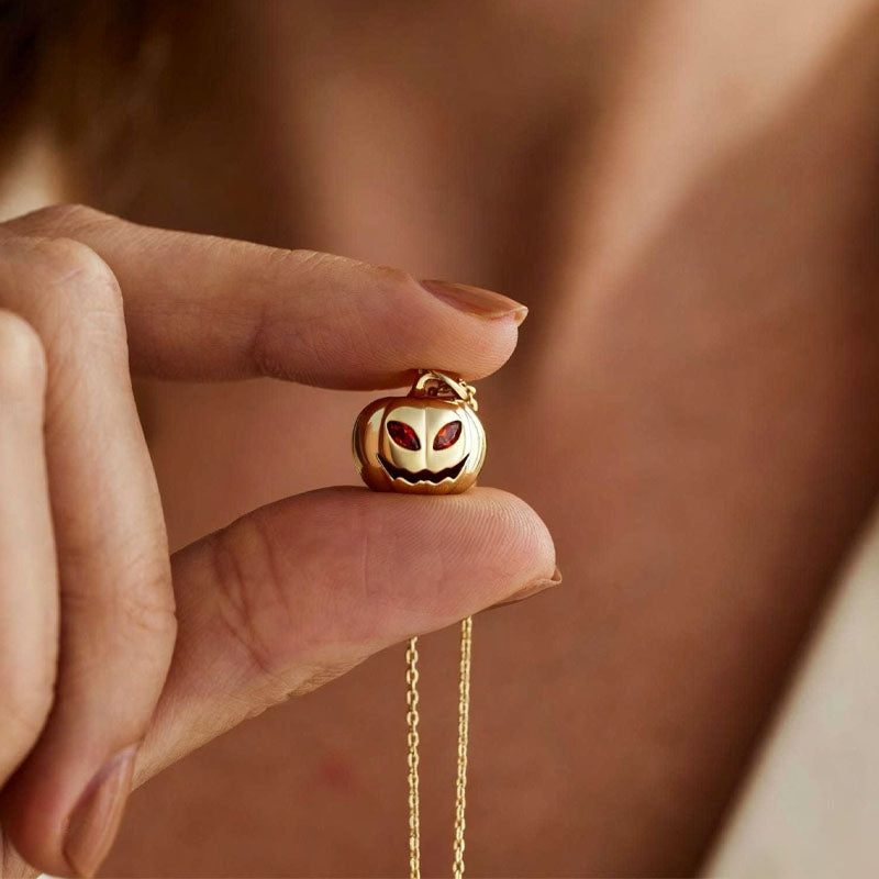 Halloween Gold Plated Pumpkin Pendant Necklace 6W6JNC604