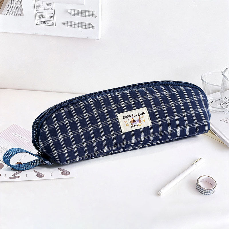Cute Plaid Puppy Pattern Portable Pencil Case 6S10BOB1063