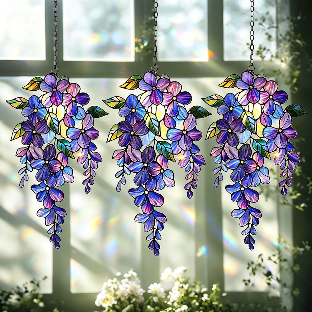 Wisteria Flower Stained Glass Window Hanging Suncatcher 6H7HLS194