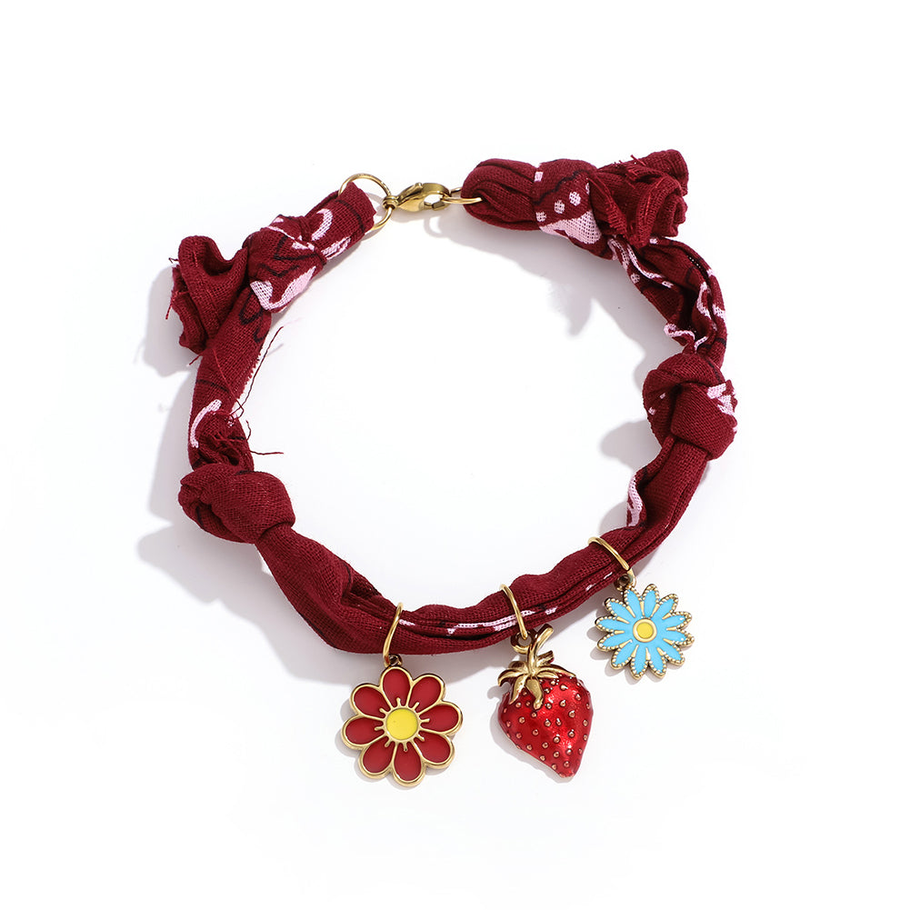 Boho Handmade Woven Flower Charm Scarf Anklet 6W6JBR747