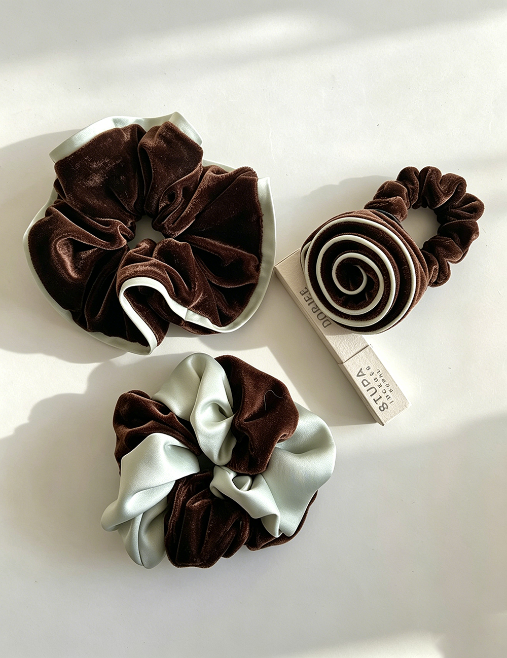 Velvet Satin Color Block Scrunchies Hair Scrunchie MK2BLW6W6HSR20