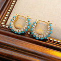 Bohemian Turquoise Cubic Zirconia Hoop Earrings 6W6JER771